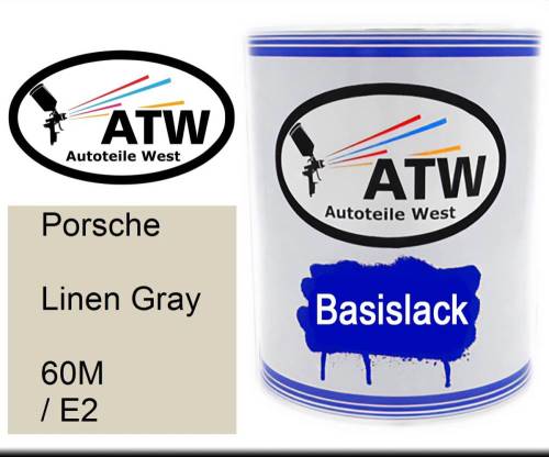 Porsche, Linen Gray, 60M / E2: 1L Lackdose, von ATW Autoteile West.